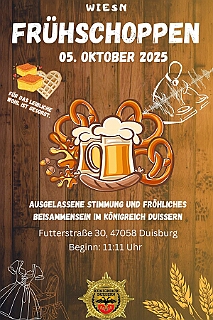 Fruehs KG KoenigDuiss 2025-10-05 01  Oktoberfest Feeling - Auf geht´s morgens um 11 Uhr in der Tennis Gaststätte des DSC Preussen an der Futterstraße. Da hat die KG Königreich Duissern zum „Wies`n Frühschoppen“ geladen.